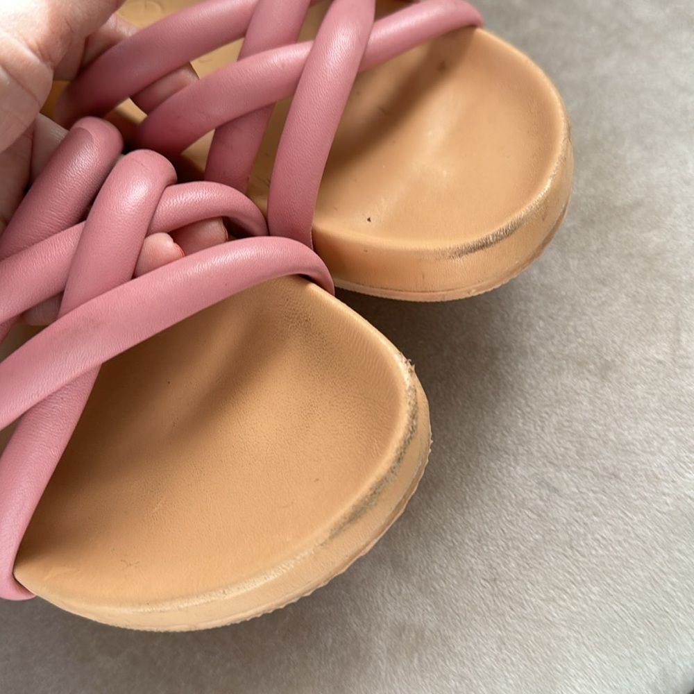 J. Crew Sz 9 Cream & Pink Slides - image 3